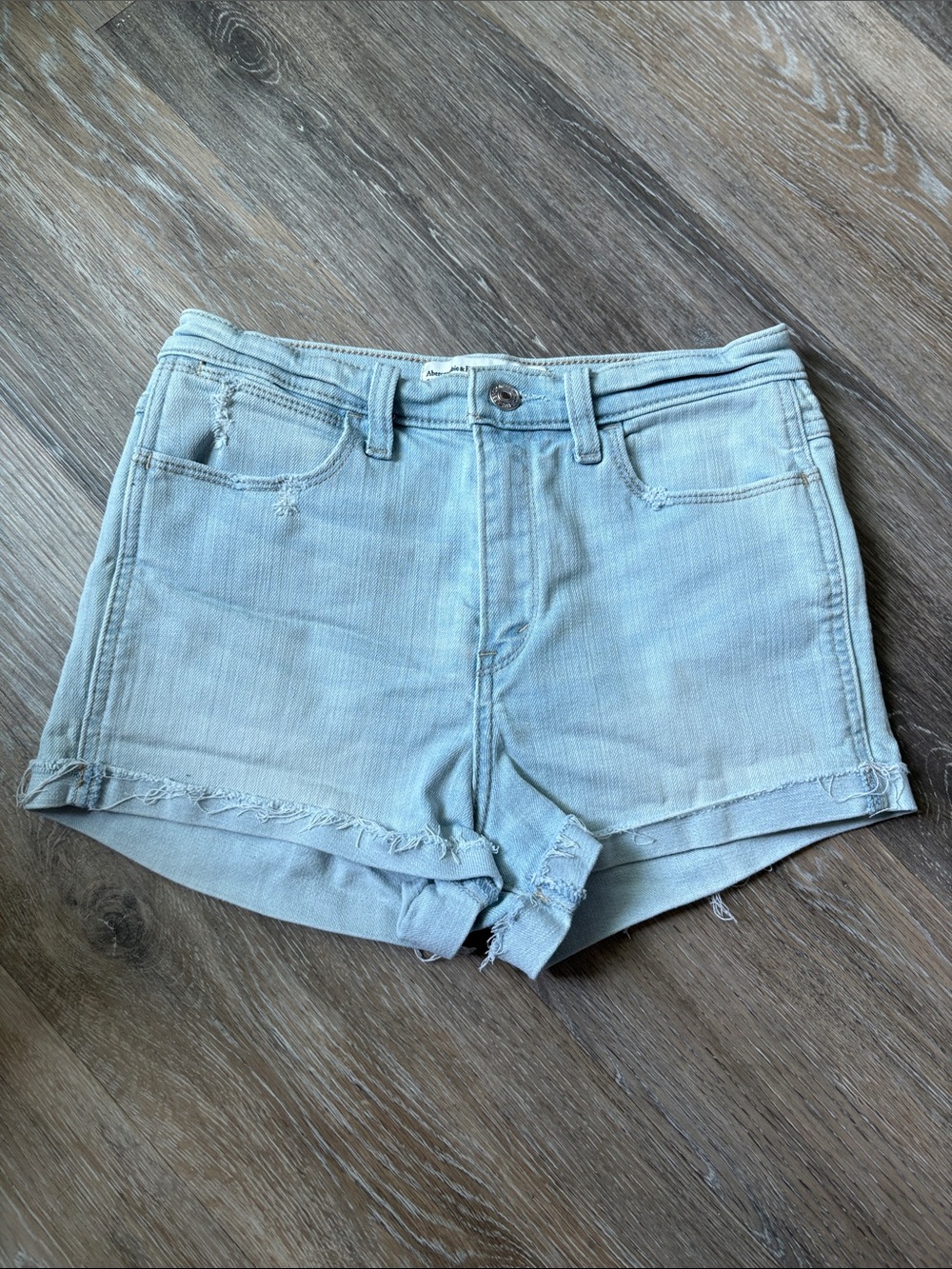 Abercrombie & Fitch High Rise Light Wash Denim Shorts